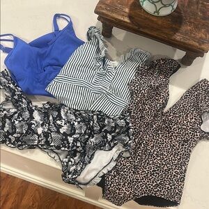Swimsuit Lot - Blue, Striped, Snakeskin, Leopard Size XL
